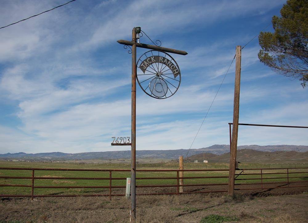 A sign post showing Jack Ranch and the Cholame 