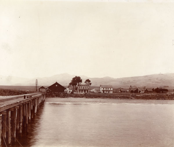 George Hearst's 1000 foot long wharf and warehouse built in 1878.