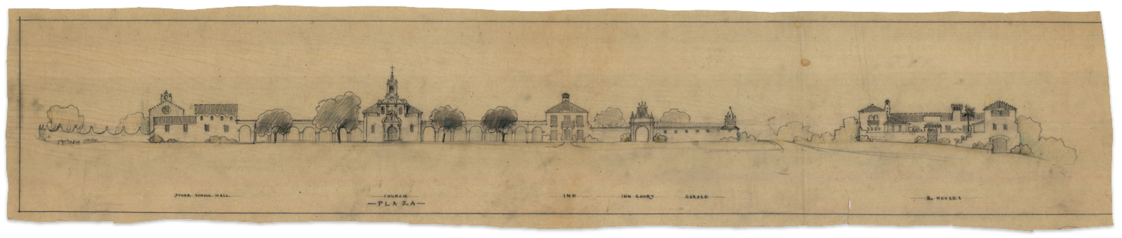 Julia Morgan's drawing of San Simeon Village.